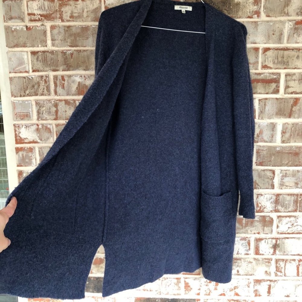 Madewell Kent Cardigan Alpaca Wool SOFT Navy Blue Sweater XS - Picture 12 of 16